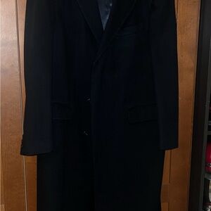 Burberrys of London Vintage (XL) Long Trench Coat Jacket 100% Pure Wool Mens Blk